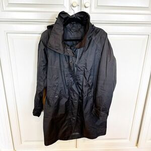 Nau Men’s Black Plaid Nylon Windbreaker Rain Coat Jacket